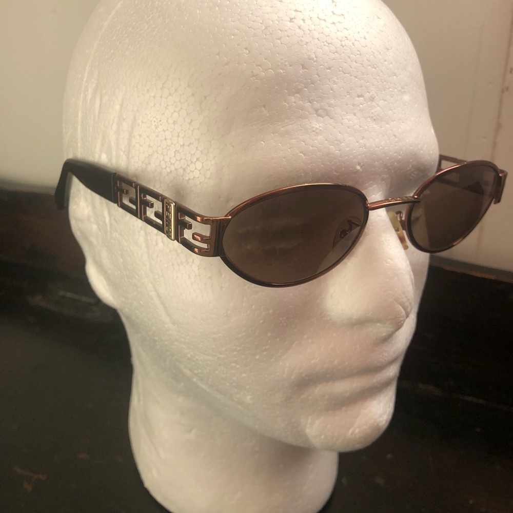 Men’s Fendi Sunglasses Metal Oval Tortoise Bronze